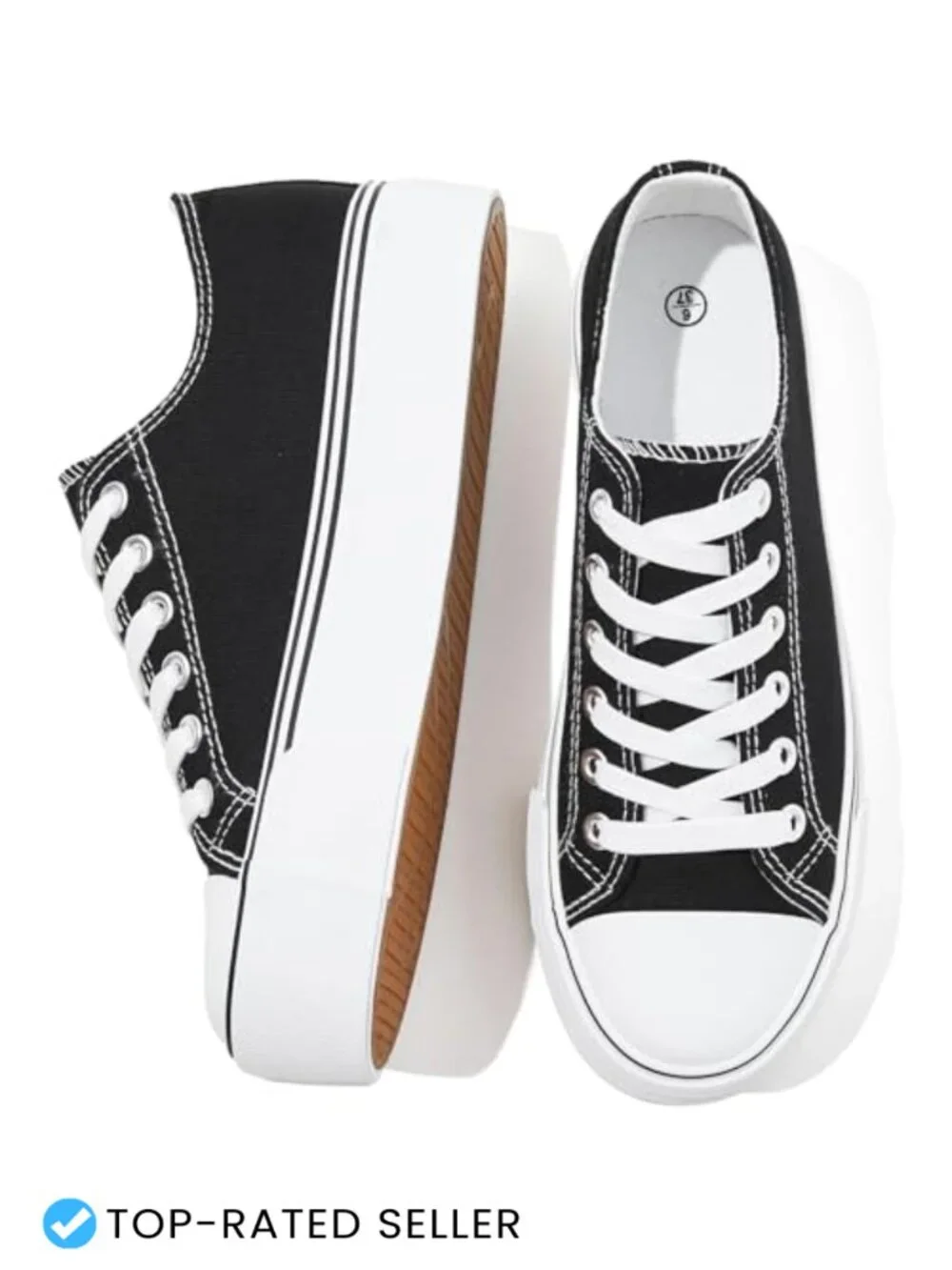 Platform Sneakers for Women - Breathable Canvas Lace-Up Walking Shoes